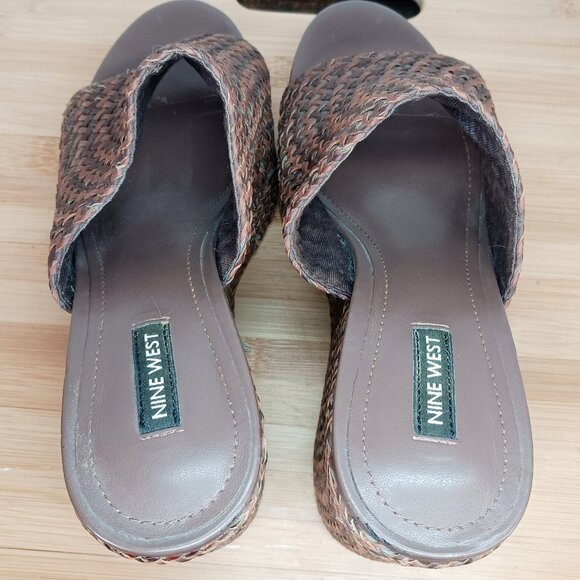 Nine West Womens Sz 8.5 M Everie Woven High Platform Wedge Sandals - Picture 6 of 10